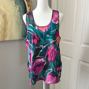 Fabletics Pink and Green Floral Pajama Tank Top